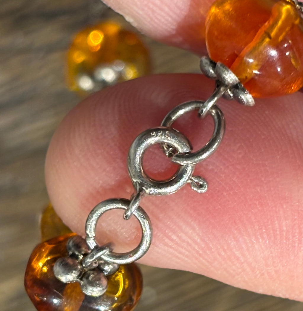 Handmade Baltic Amber and Silver Bead Necklace, Late 20th Century