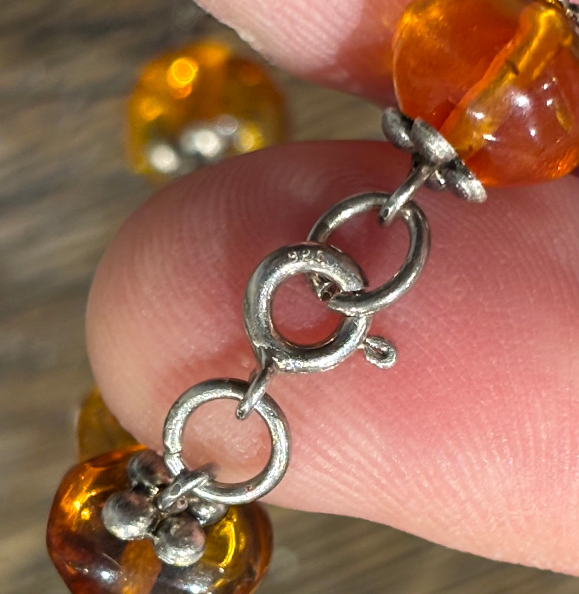 Handmade Baltic Amber and Silver Bead Necklace, Late 20th Century