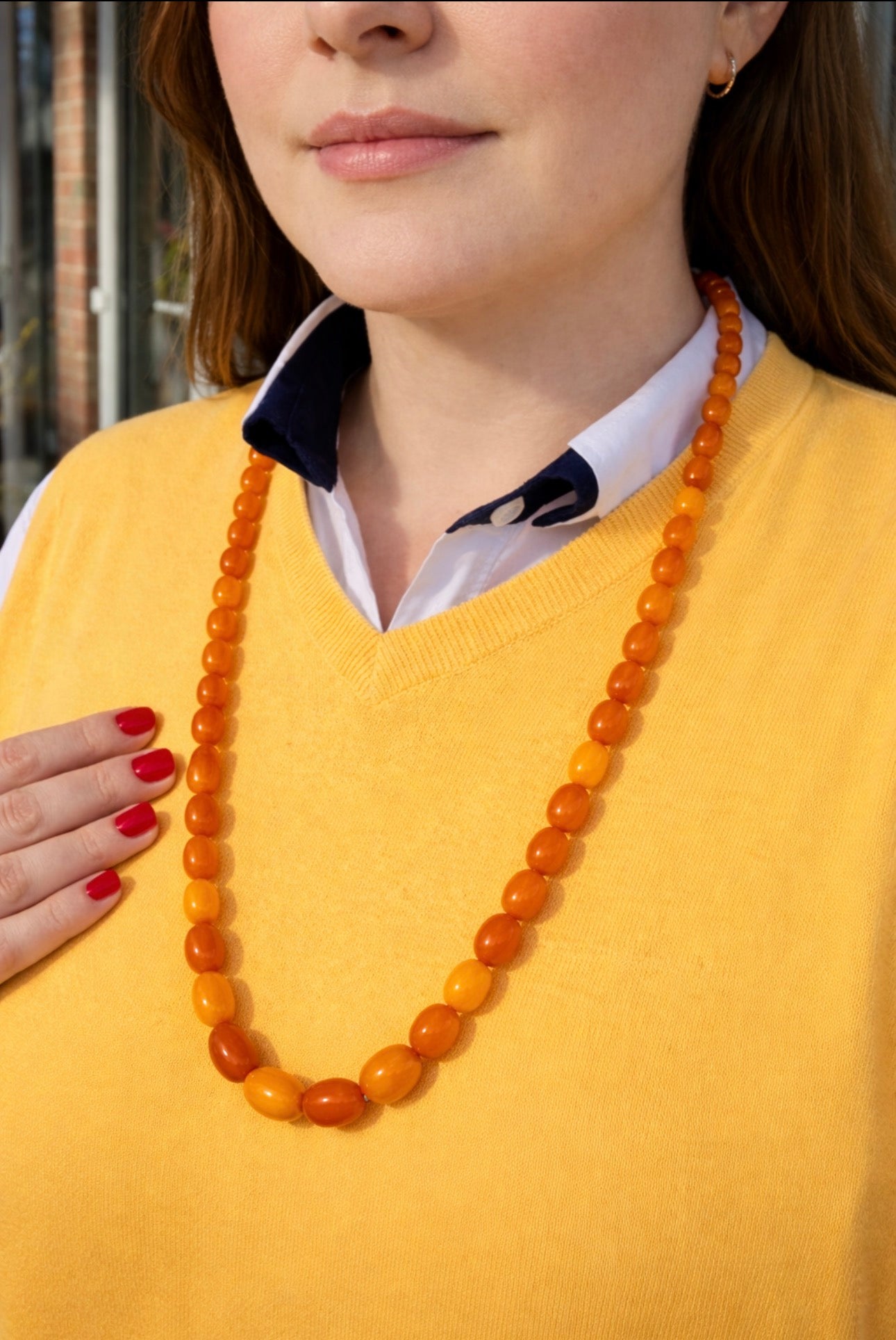 Antique Baltic Butterscotch Amber Bead Necklace, 70cm, 1920s-1940s