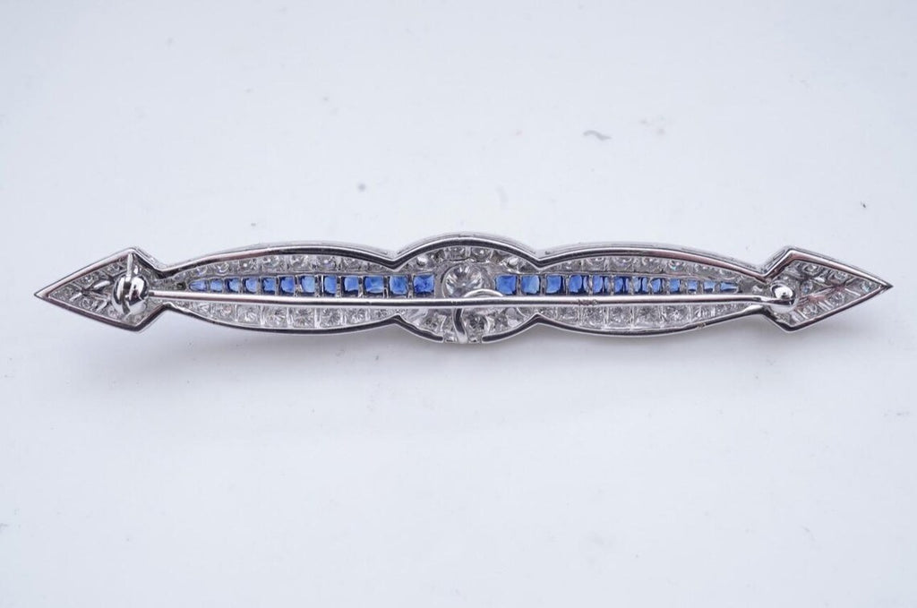 ART DECO STYLE DIAMONDS & Sapphires Brooch