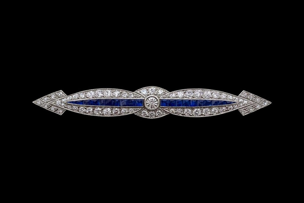 ART DECO STYLE DIAMONDS & Sapphires Brooch