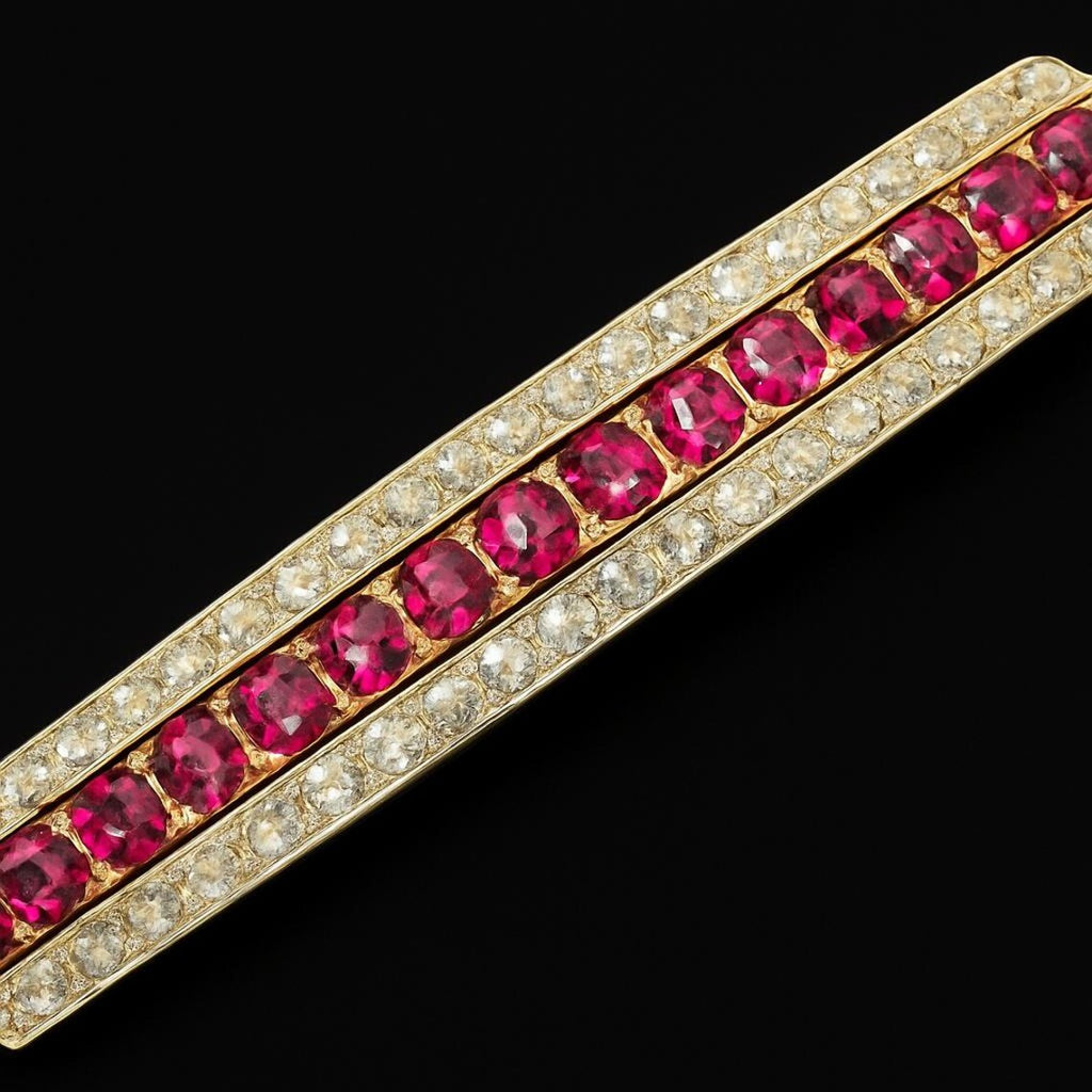 EDWARDIAN RUBY & DIAMOND and Gold Brooch
