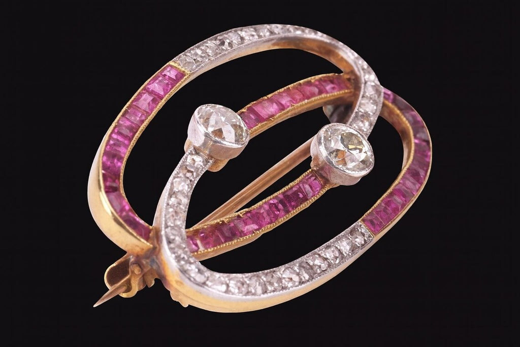 Art Deco Ruby & Diamond Brooch 1920’s