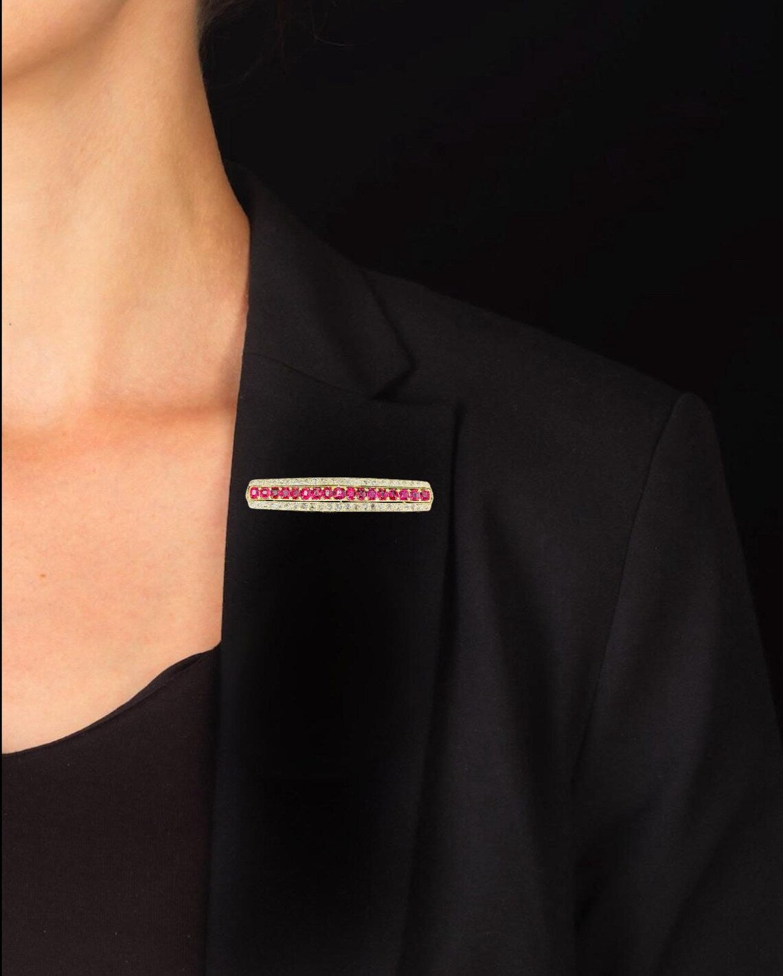 EDWARDIAN RUBY & DIAMOND and Gold Brooch