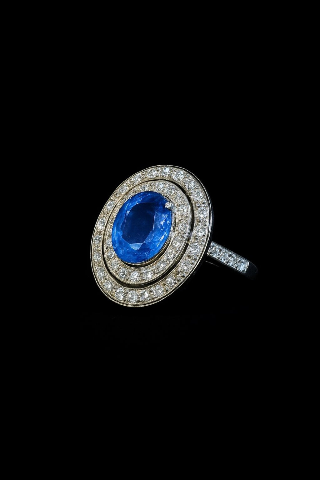 GCS Certified 3.70ct Unheated Sri Lankan Sapphire & Diamond Platinum Ring