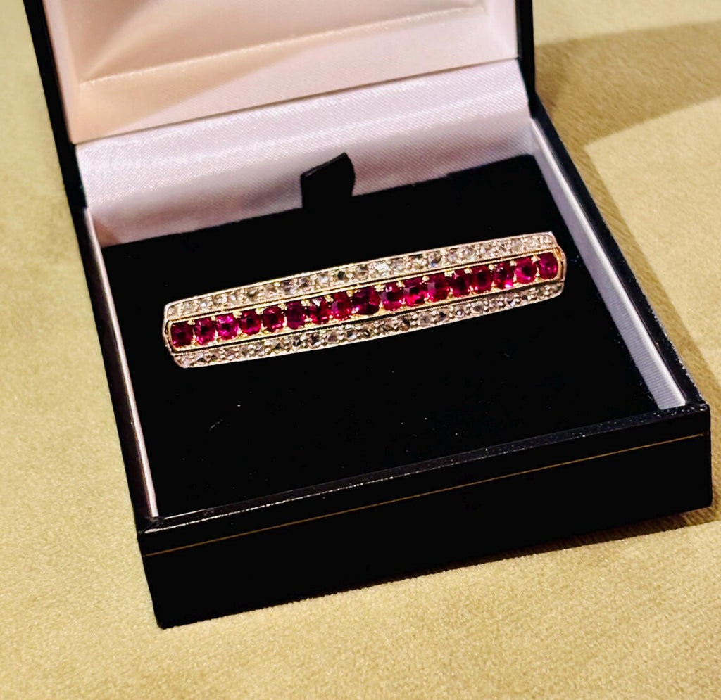 EDWARDIAN RUBY & DIAMOND and Gold Brooch