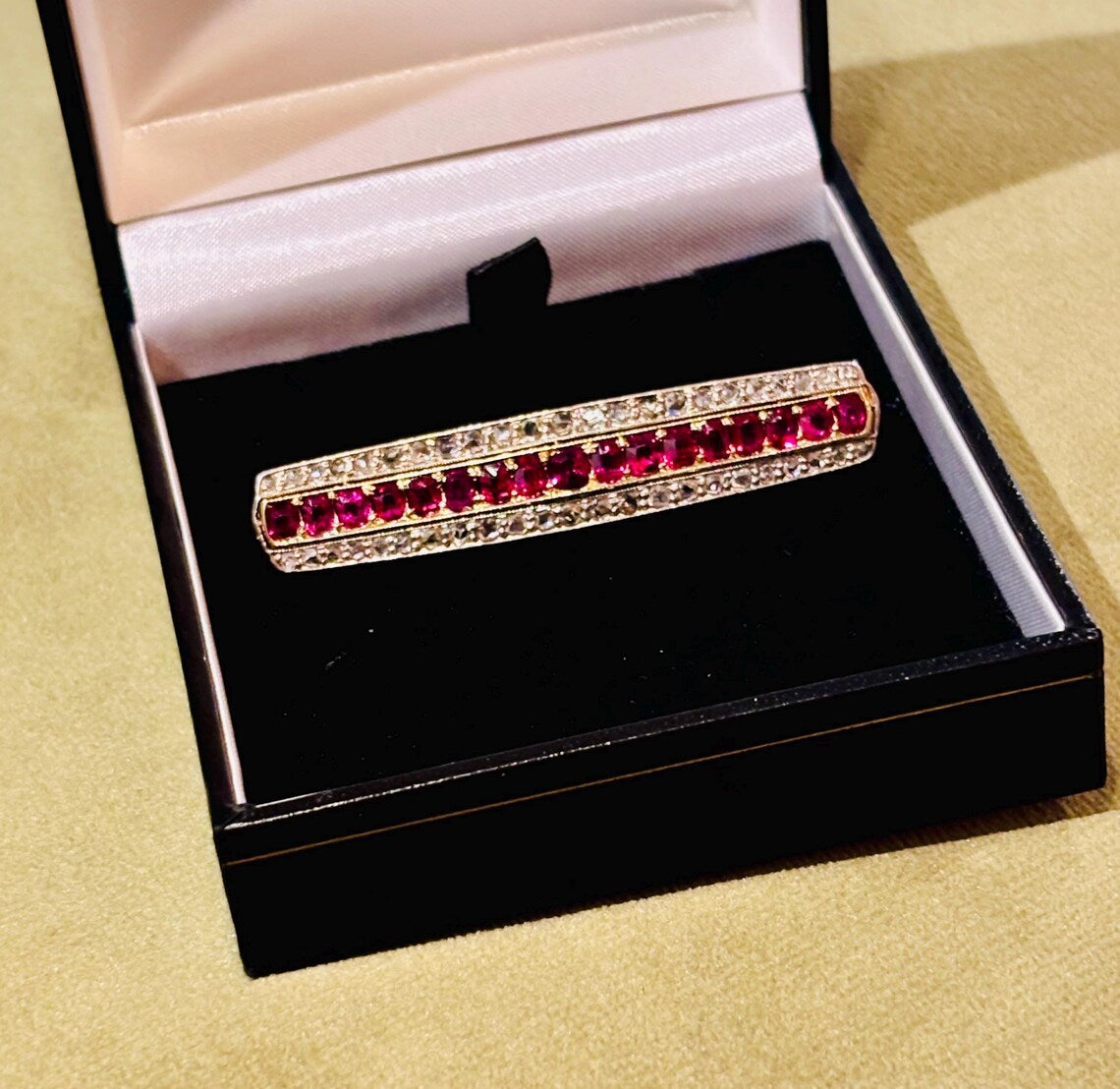 EDWARDIAN RUBY & DIAMOND and Gold Brooch