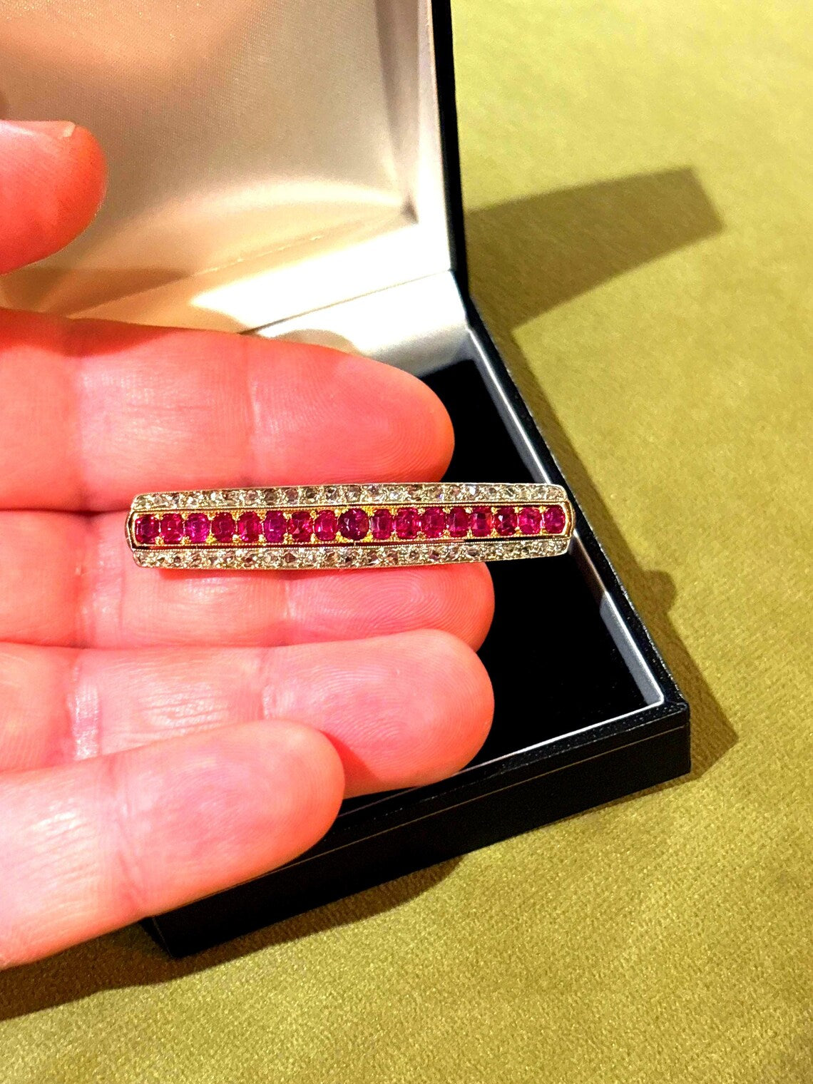 EDWARDIAN RUBY & DIAMOND and Gold Brooch