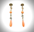 ART DECO CORAL Earrings with old cut diamonds