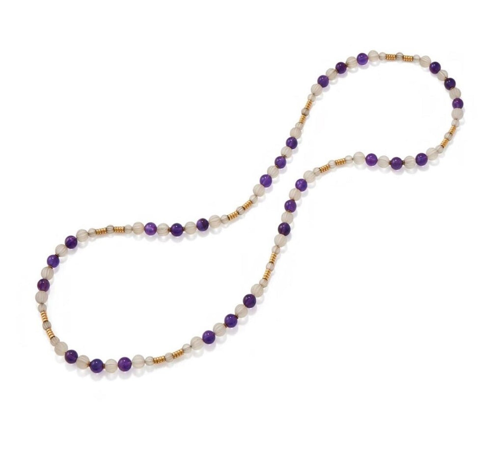 VINTAGE AMETHYST & CARVED Rock Crystal Necklace - by repute this is a Boucheron design