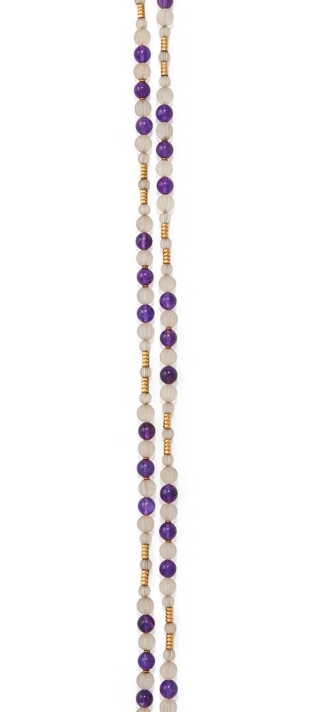 VINTAGE AMETHYST & CARVED Rock Crystal Necklace - by repute this is a Boucheron design