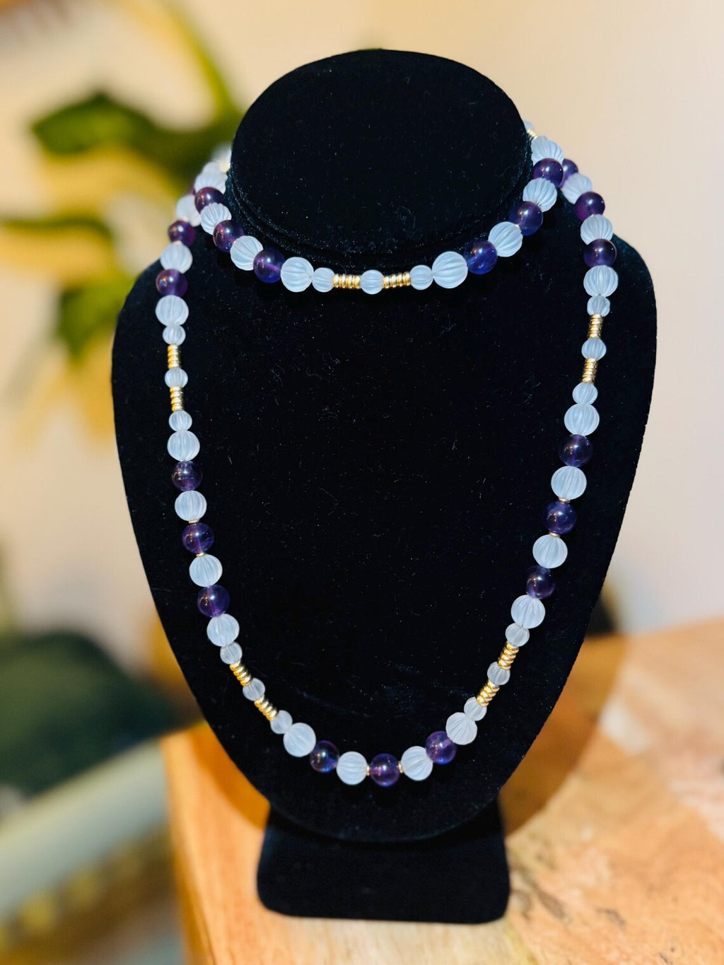 VINTAGE AMETHYST & CARVED Rock Crystal Necklace - by repute this is a Boucheron design