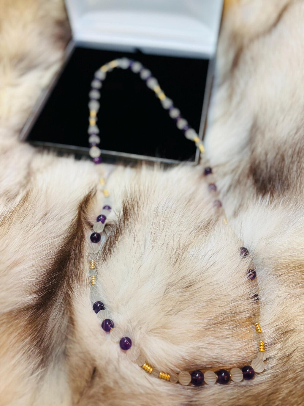 VINTAGE AMETHYST & CARVED Rock Crystal Necklace - by repute this is a Boucheron design