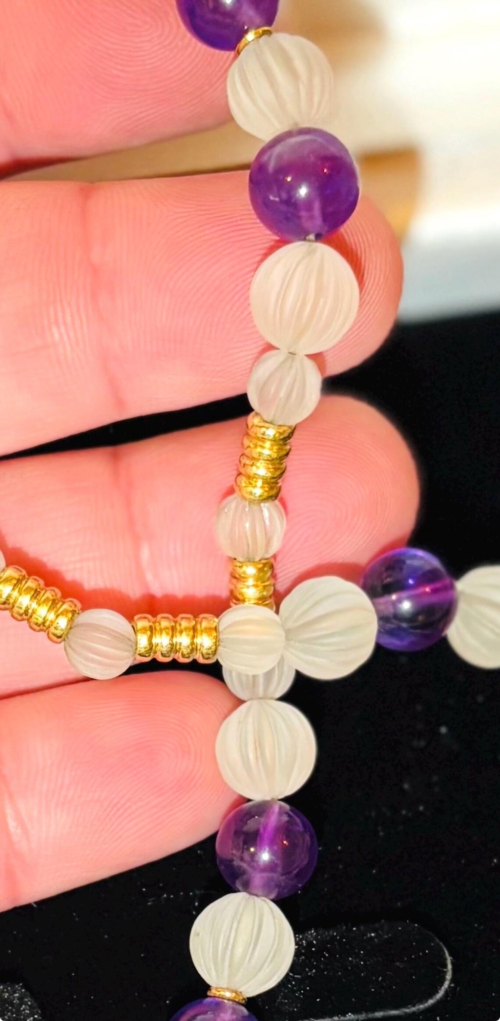 VINTAGE AMETHYST & CARVED Rock Crystal Necklace - by repute this is a Boucheron design