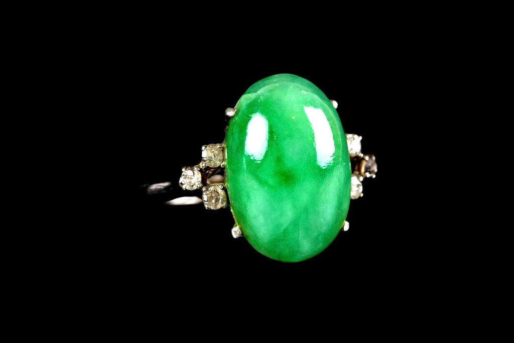 JADE & DIAMONDS VINTAGE White Gold Ring