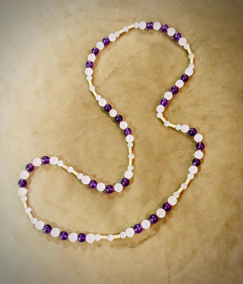 VINTAGE AMETHYST & CARVED Rock Crystal Necklace - by repute this is a Boucheron design
