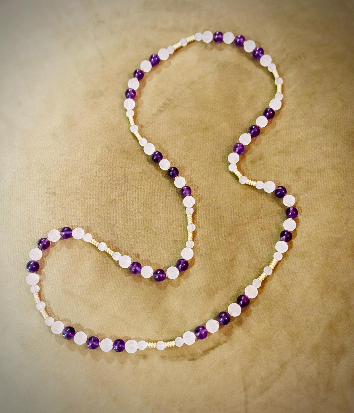 VINTAGE AMETHYST & CARVED Rock Crystal Necklace - by repute this is a Boucheron design
