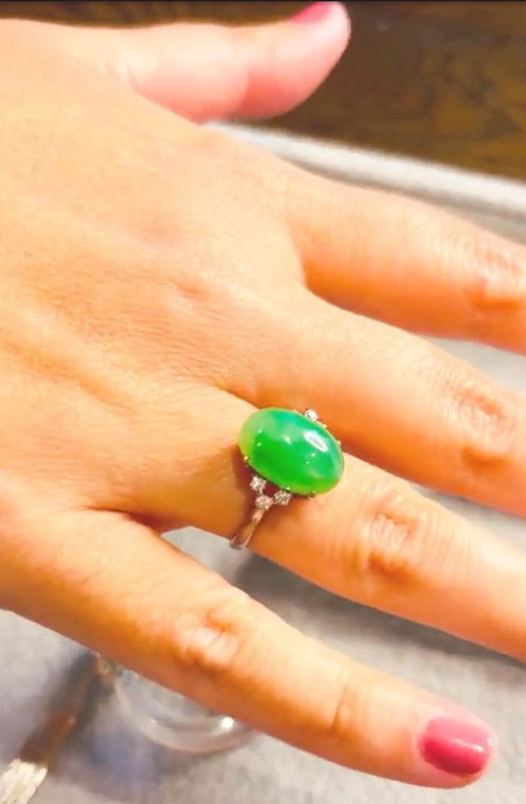 JADE & DIAMONDS VINTAGE White Gold Ring