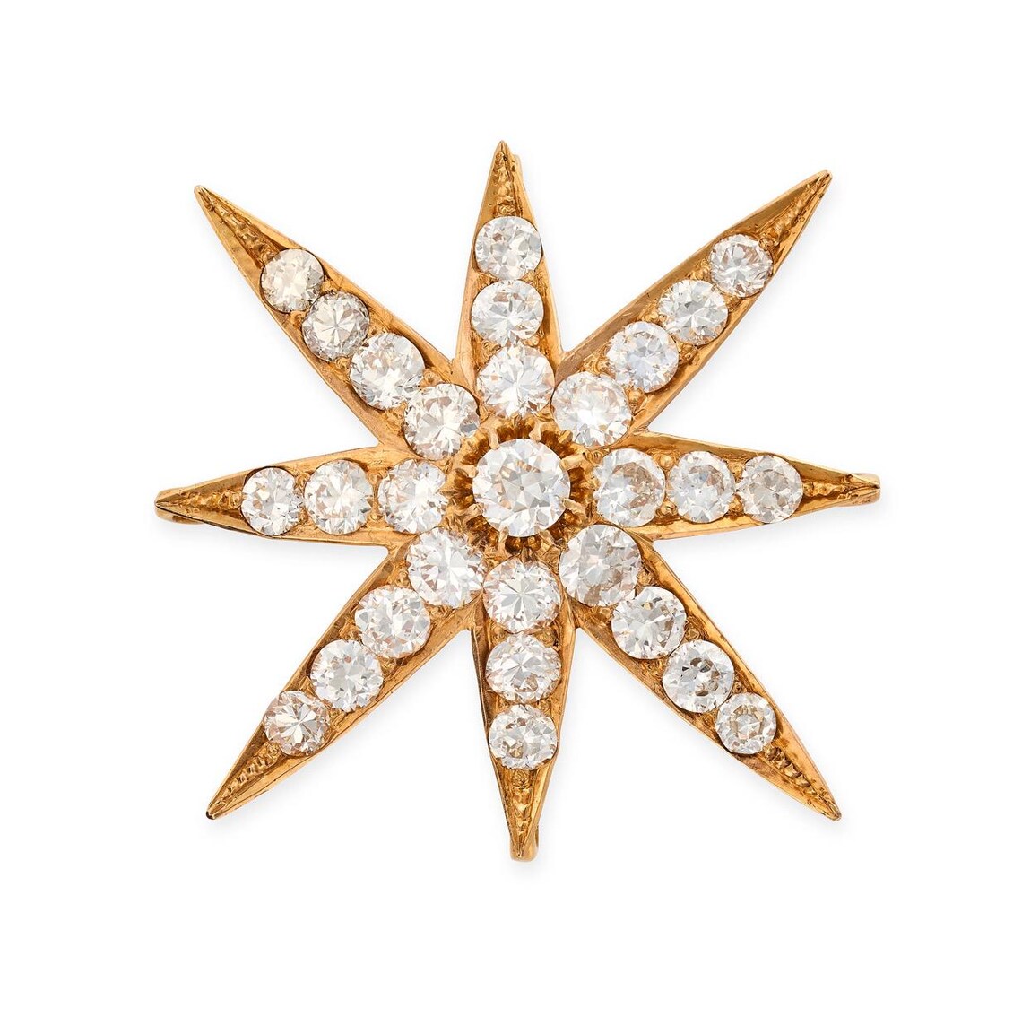 Antique Diamond Eight-Point Star Brooch / Pendant, Circa 1910-1925
