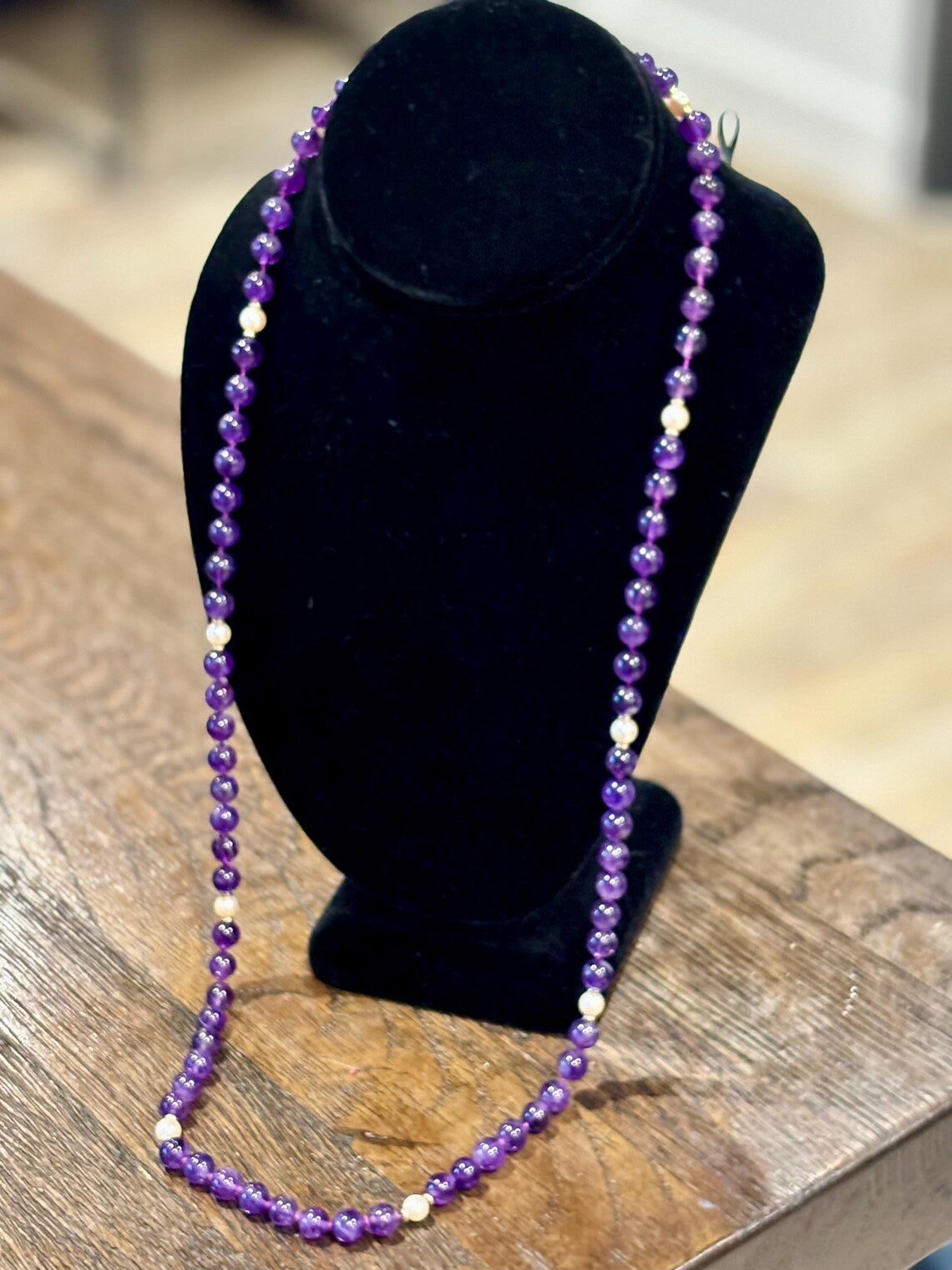 Late 20th Century Amethyst, Pearl and 9ct Gold Necklace