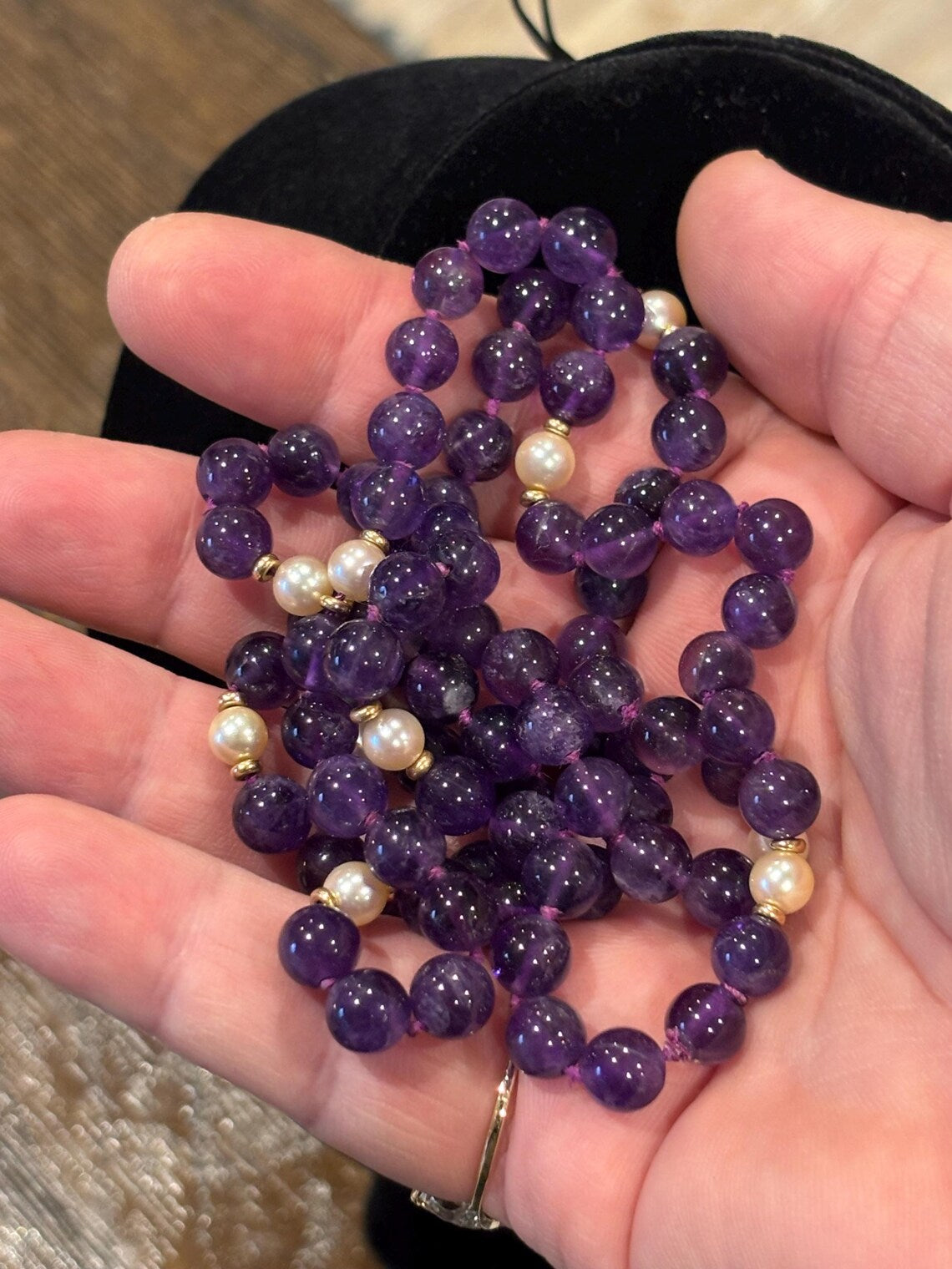 Late 20th Century Amethyst, Pearl and 9ct Gold Necklace