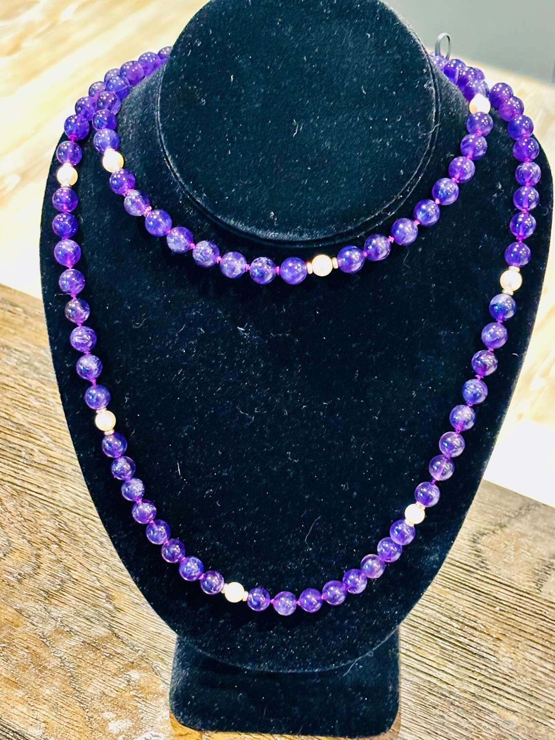 Late 20th Century Amethyst, Pearl and 9ct Gold Necklace