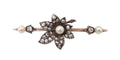 Early 20th Century Diamond and Pearl Maple Leaf Bar Brooch in Silver and Gold