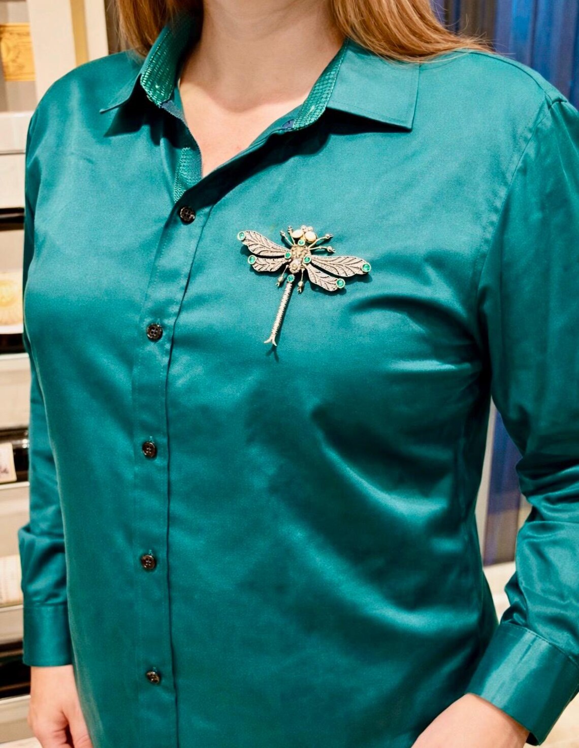 Antique French Diamond, Emerald & Opal En Tremblant Dragonfly Brooch, c.1930–1940
