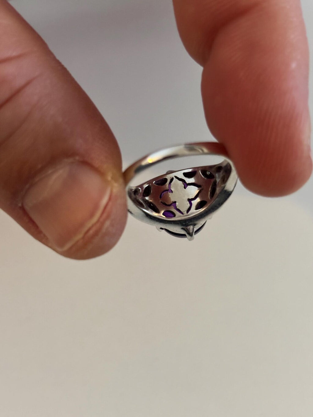 Amethyst, Sapphire and Diamond Ring, Late 20th Century, 18K White Gold