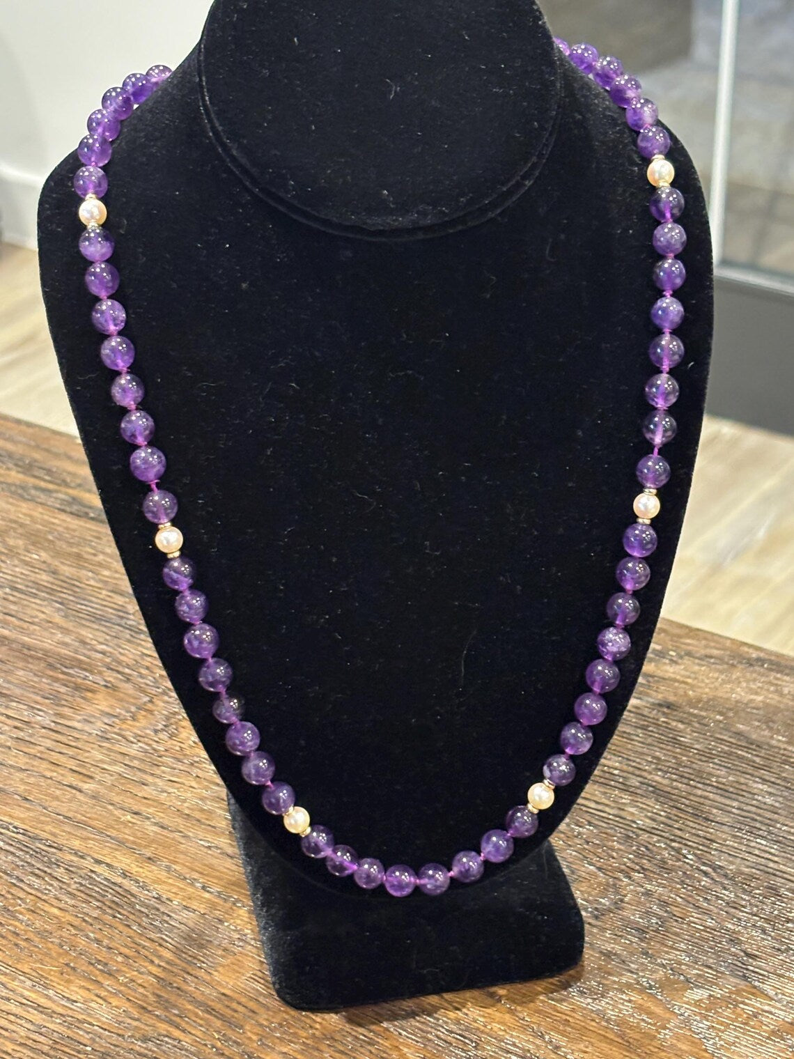 Late 20th Century Amethyst, Pearl and 9ct Gold Necklace