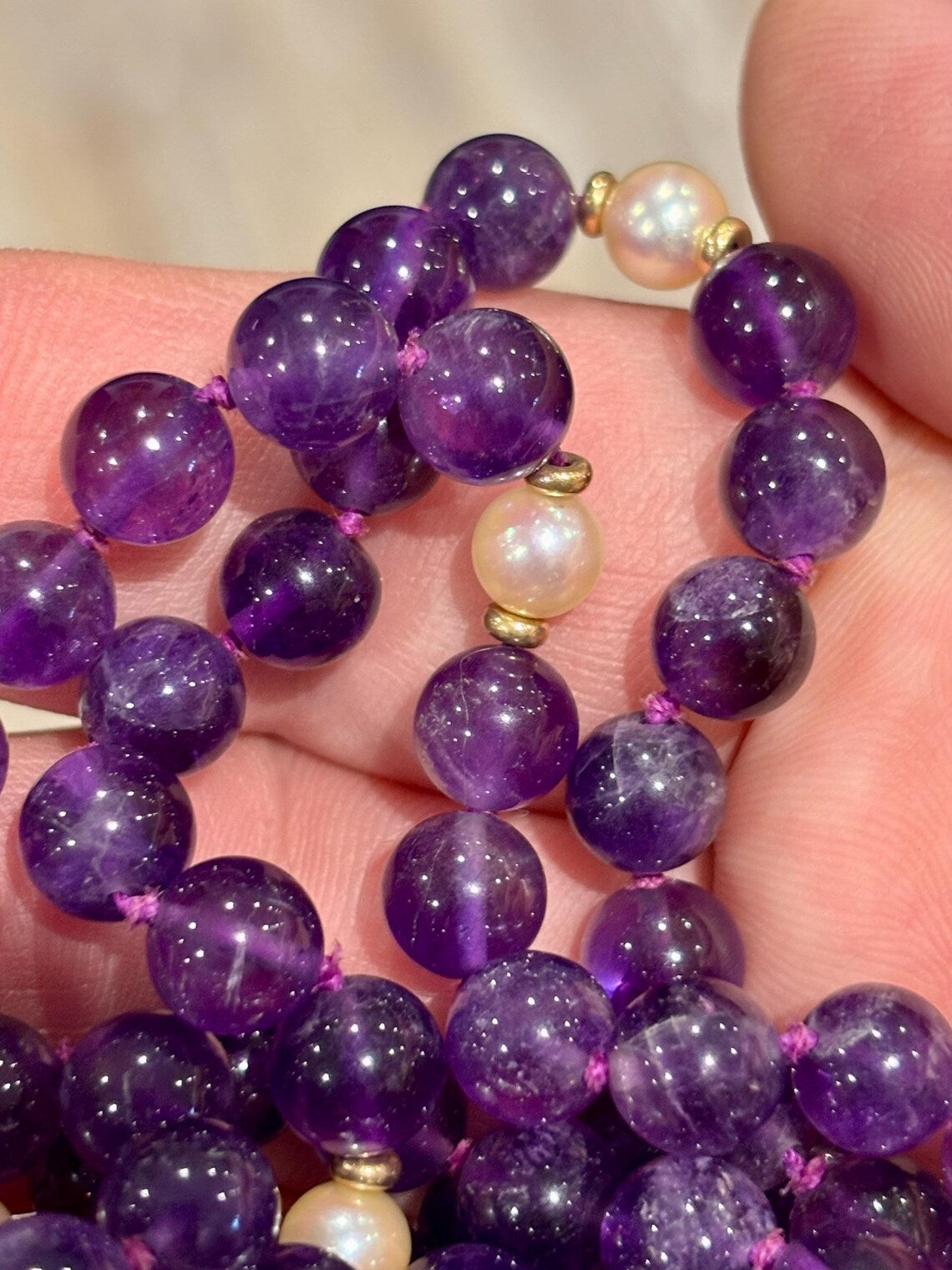 Late 20th Century Amethyst, Pearl and 9ct Gold Necklace