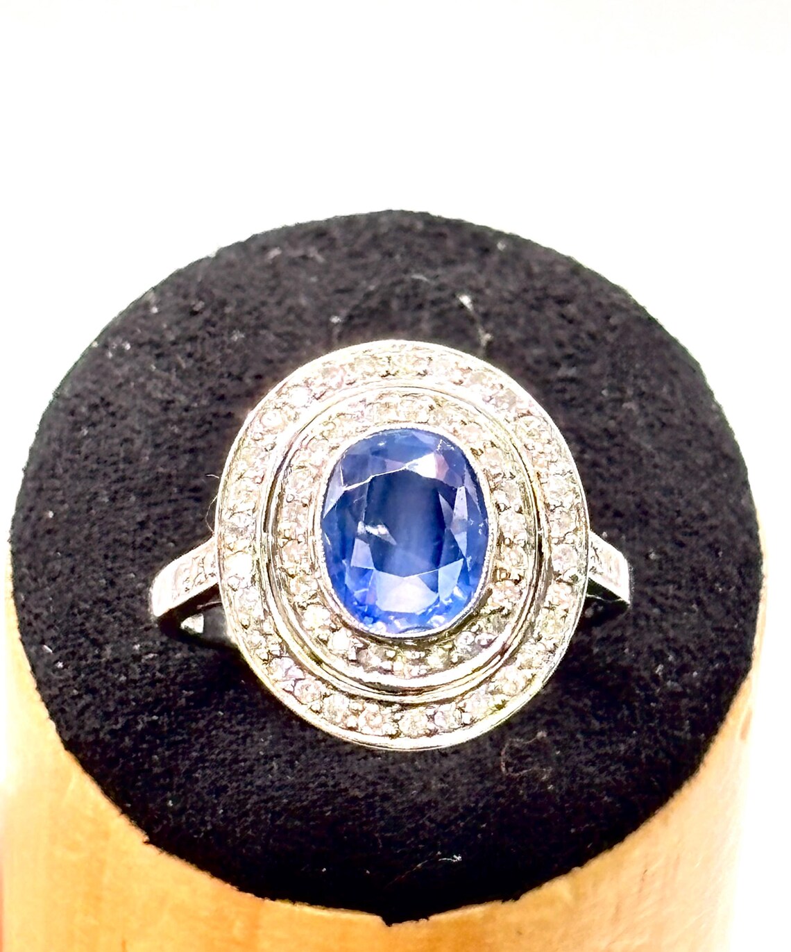GCS Certified 3.70ct Unheated Sri Lankan Sapphire & Diamond Platinum Ring