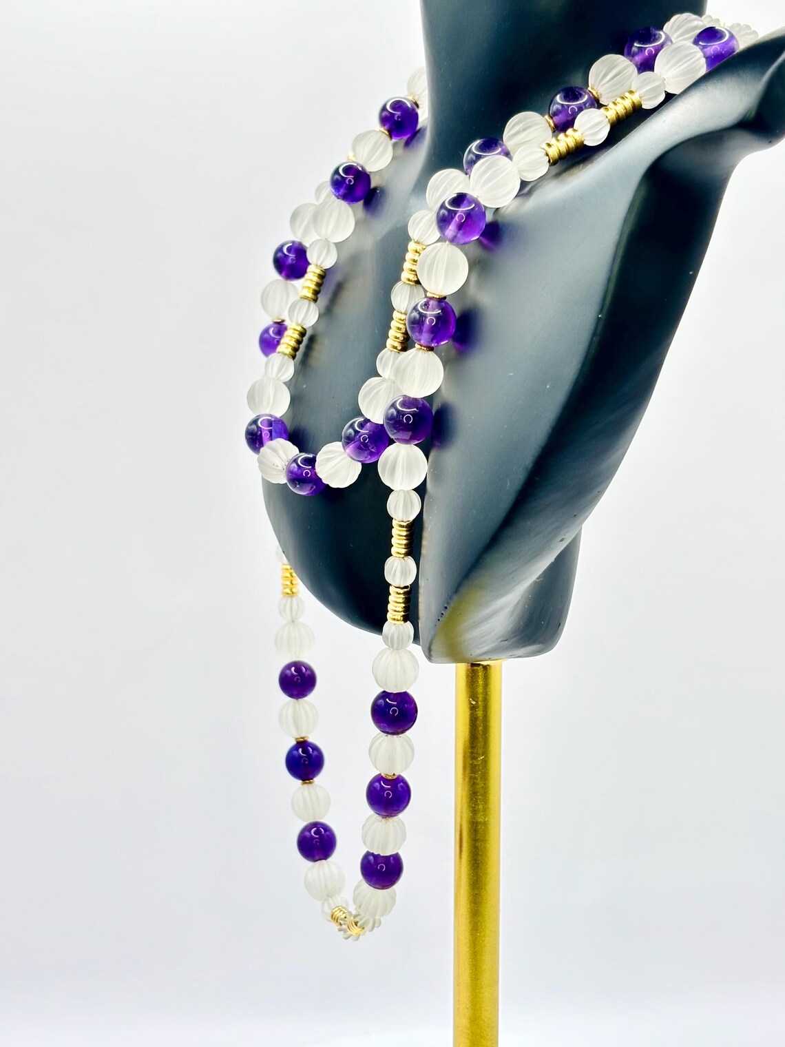 VINTAGE AMETHYST & CARVED Rock Crystal Necklace - by repute this is a Boucheron design