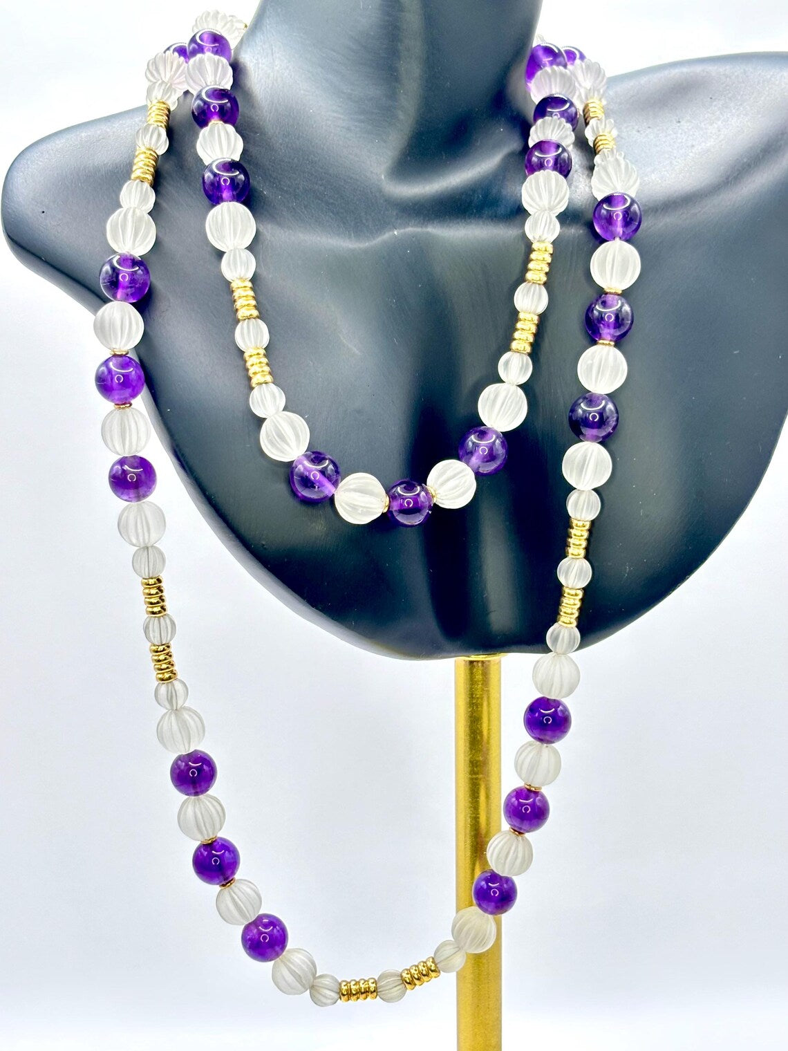 VINTAGE AMETHYST & CARVED Rock Crystal Necklace - by repute this is a Boucheron design