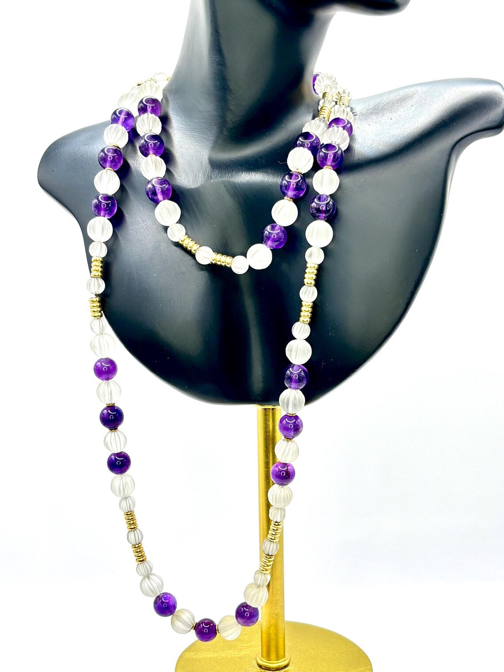 VINTAGE AMETHYST & CARVED Rock Crystal Necklace - by repute this is a Boucheron design