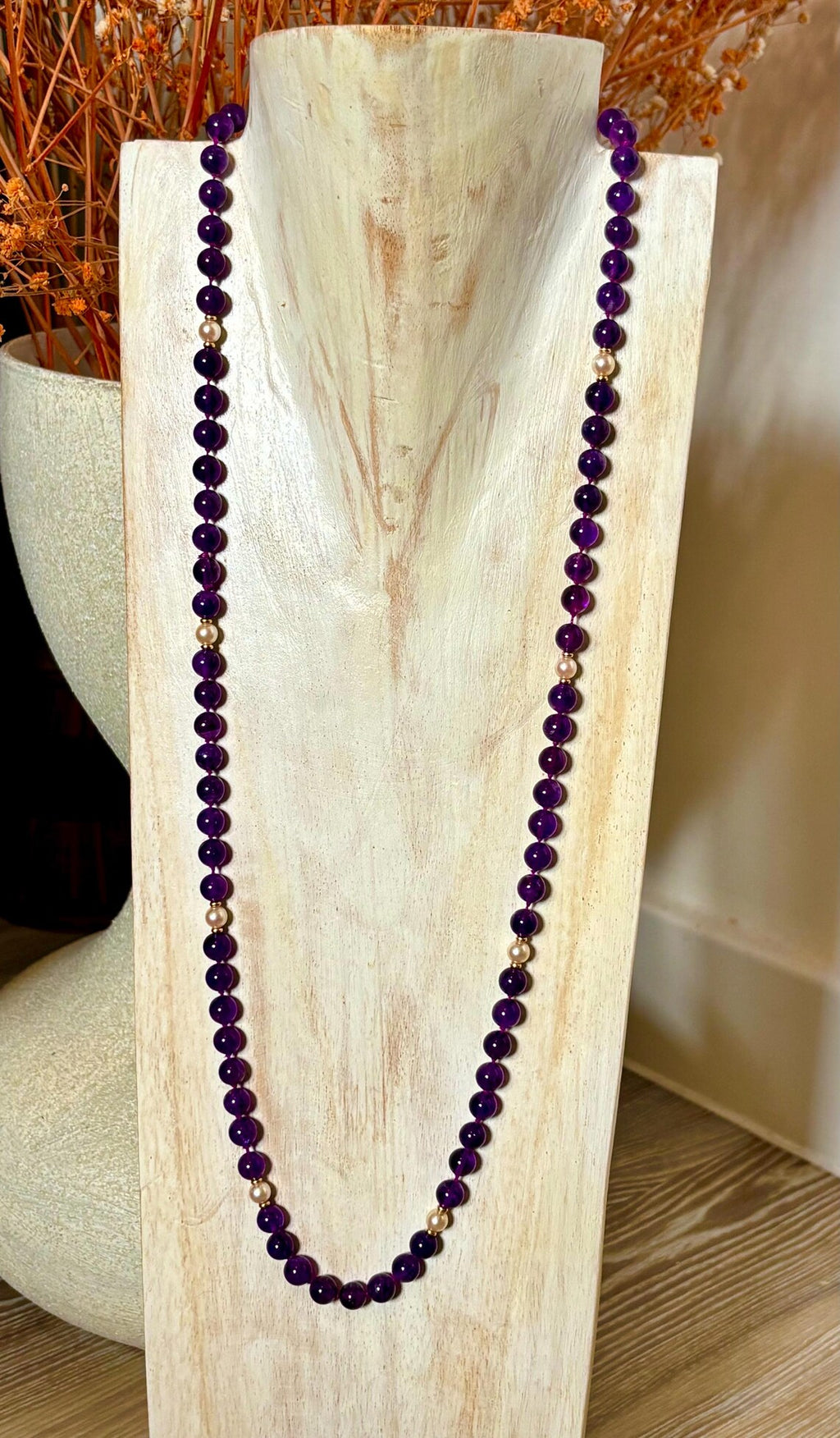 Late 20th Century Amethyst, Pearl and 9ct Gold Necklace