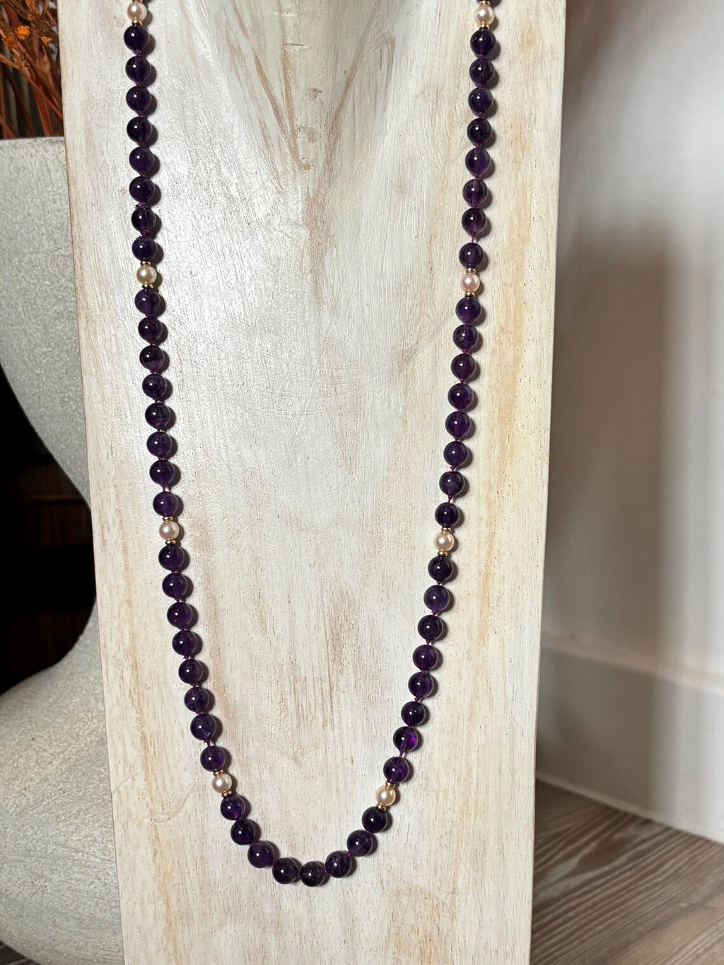 Late 20th Century Amethyst, Pearl and 9ct Gold Necklace