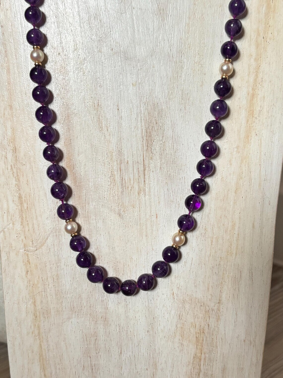 Late 20th Century Amethyst, Pearl and 9ct Gold Necklace