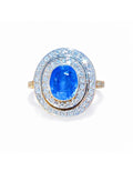 GCS Certified 3.70ct Unheated Sri Lankan Sapphire & Diamond Platinum Ring