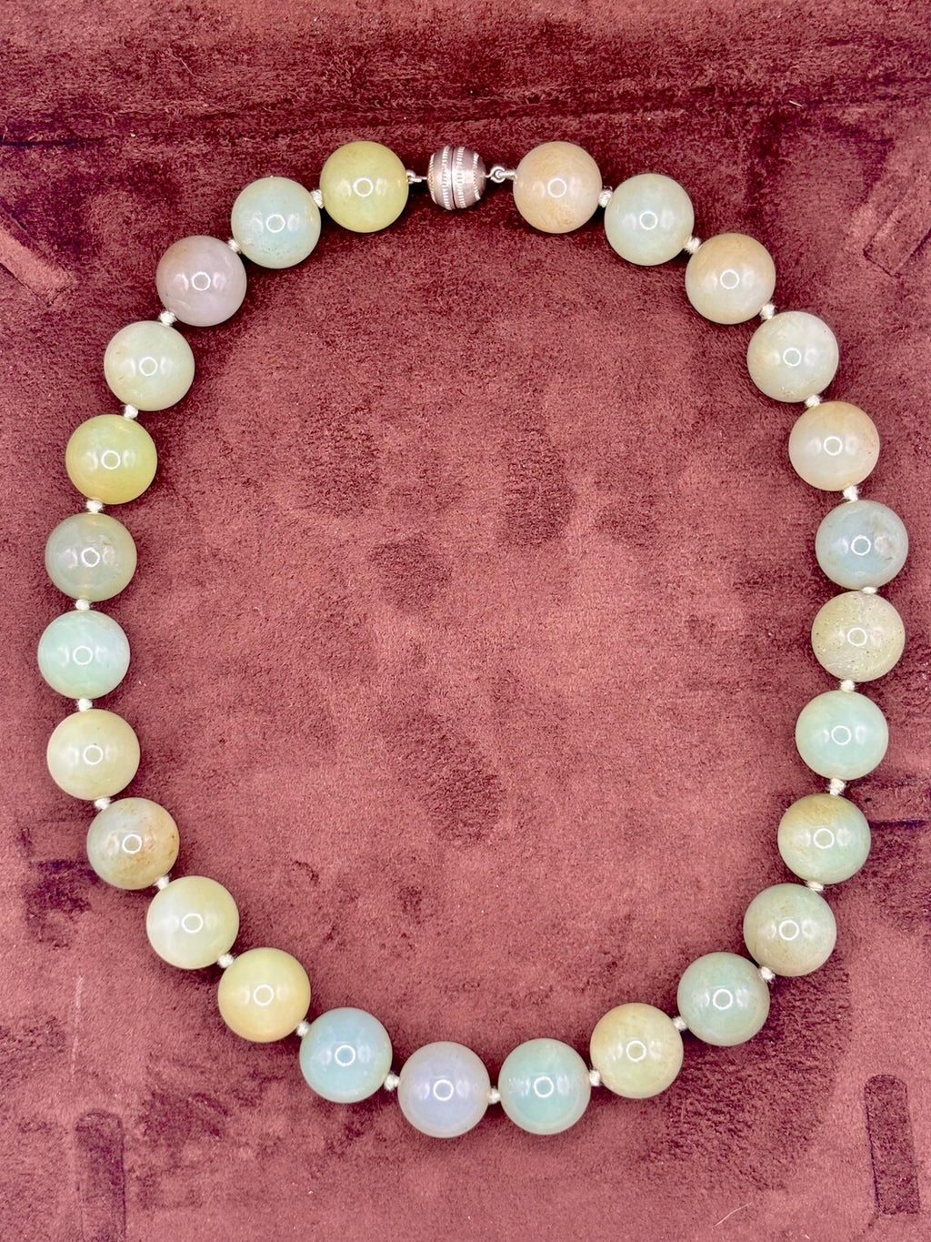 Large Vintage Bowenite Bead Necklace, Silver Clasp, Collection of Shirley Conran DBE