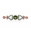 Edwardian Green & Pink Tourmaline and Diamond Bar Brooch, Circa 1900, 14K Gold