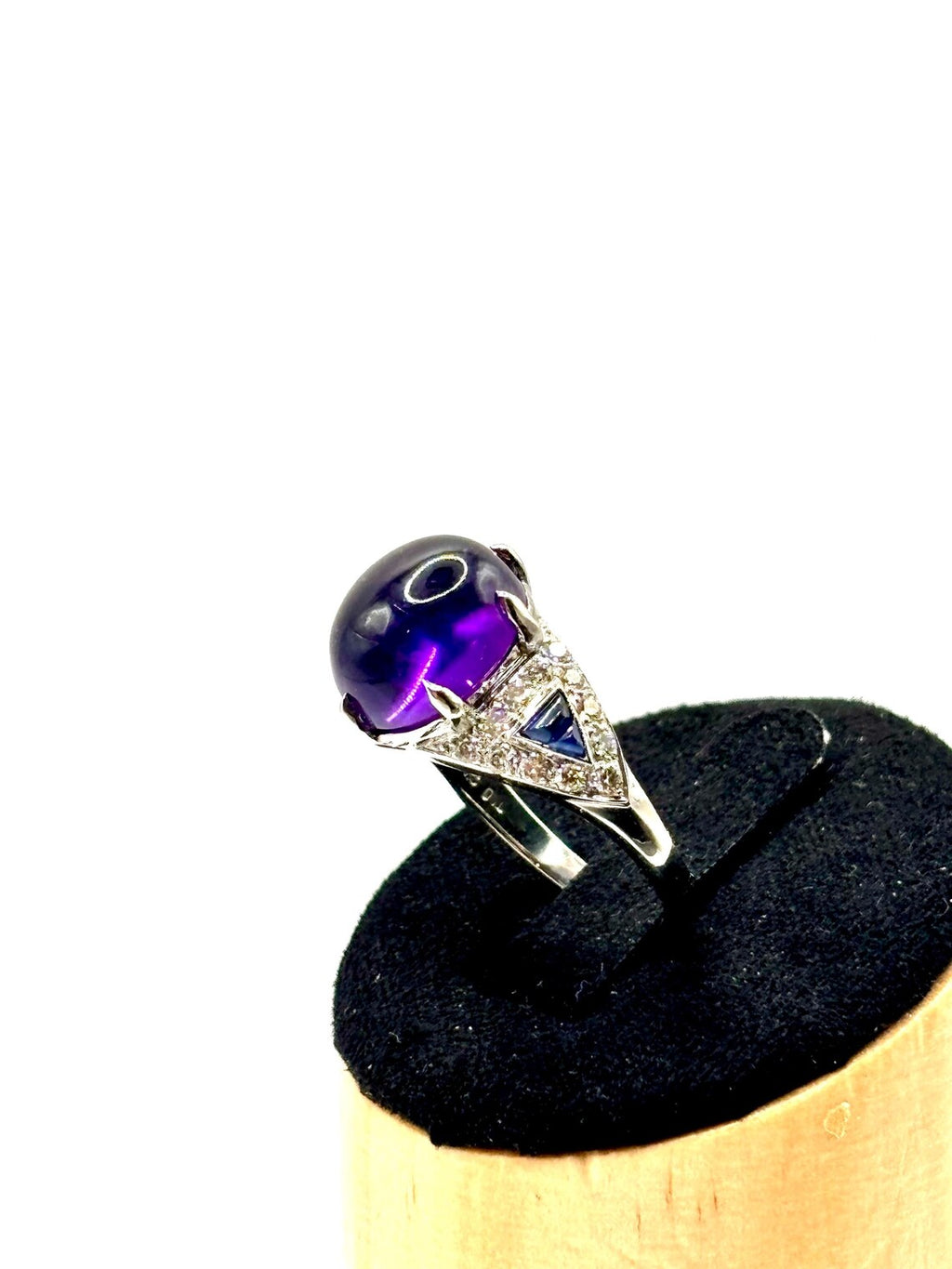 Amethyst, Sapphire and Diamond Ring, Late 20th Century, 18K White Gold