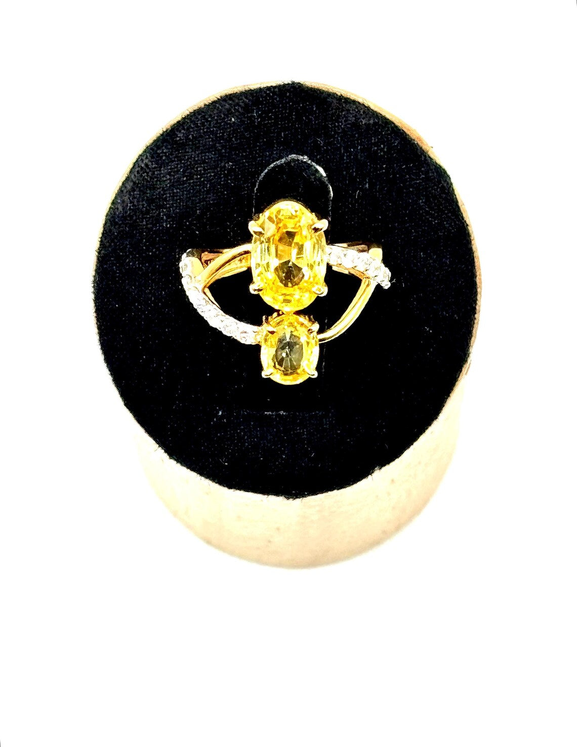 CEYLON YELLOW SAPPHIRES & Diamonds Ring - Natural Unheated Sapphires with Certificate of authenticity