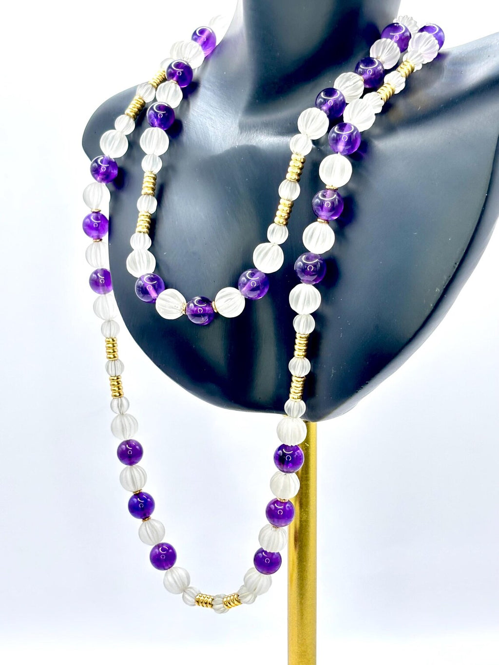VINTAGE AMETHYST & CARVED Rock Crystal Necklace - by repute this is a Boucheron design