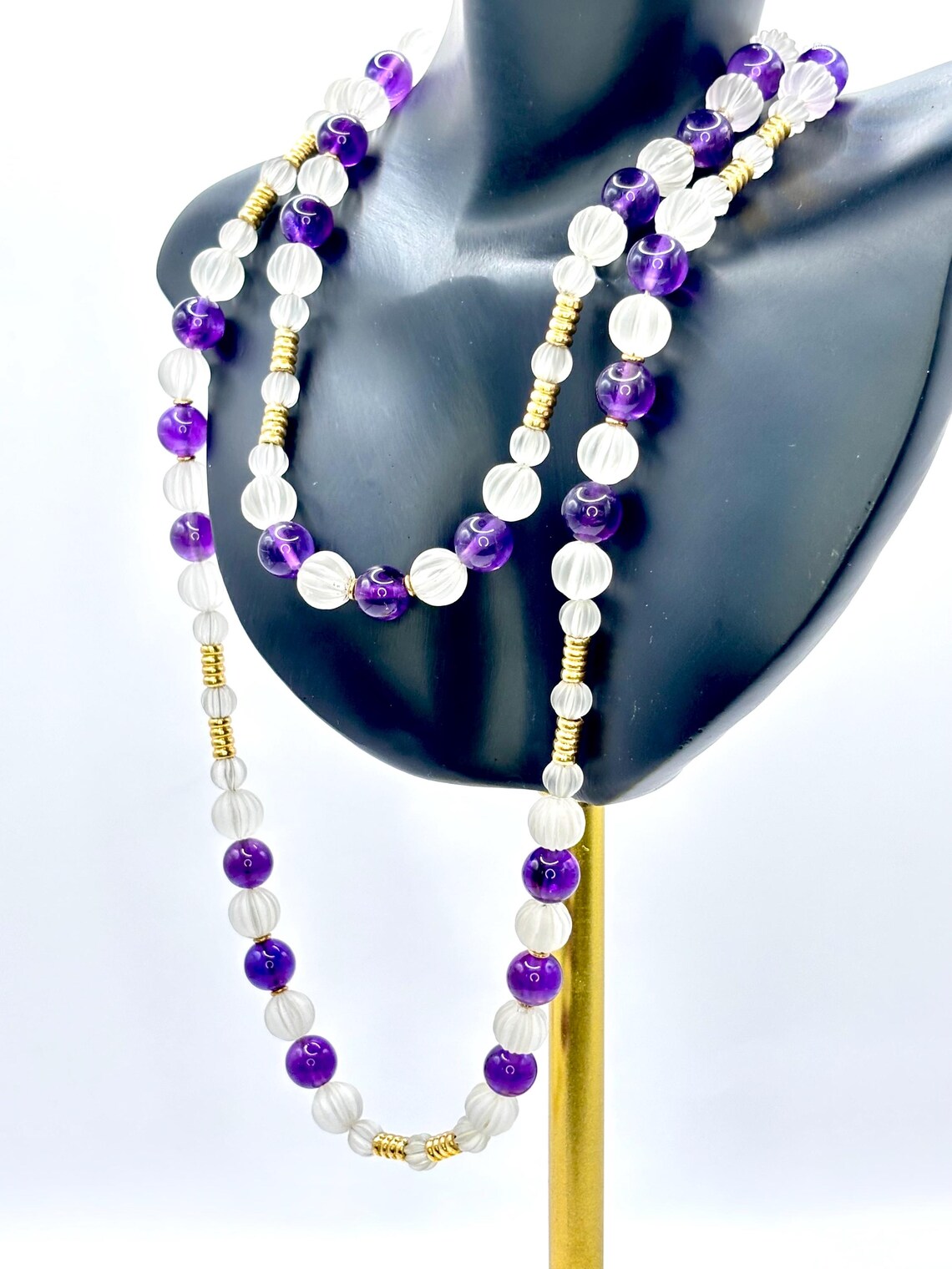 VINTAGE AMETHYST & CARVED Rock Crystal Necklace - by repute this is a Boucheron design