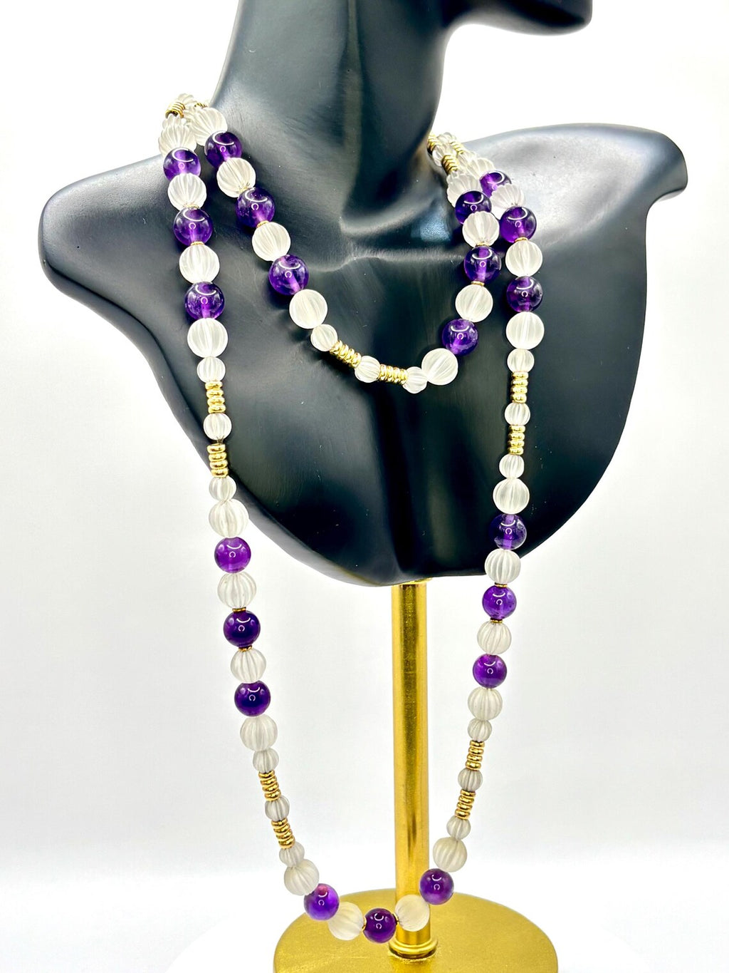 VINTAGE AMETHYST & CARVED Rock Crystal Necklace - by repute this is a Boucheron design