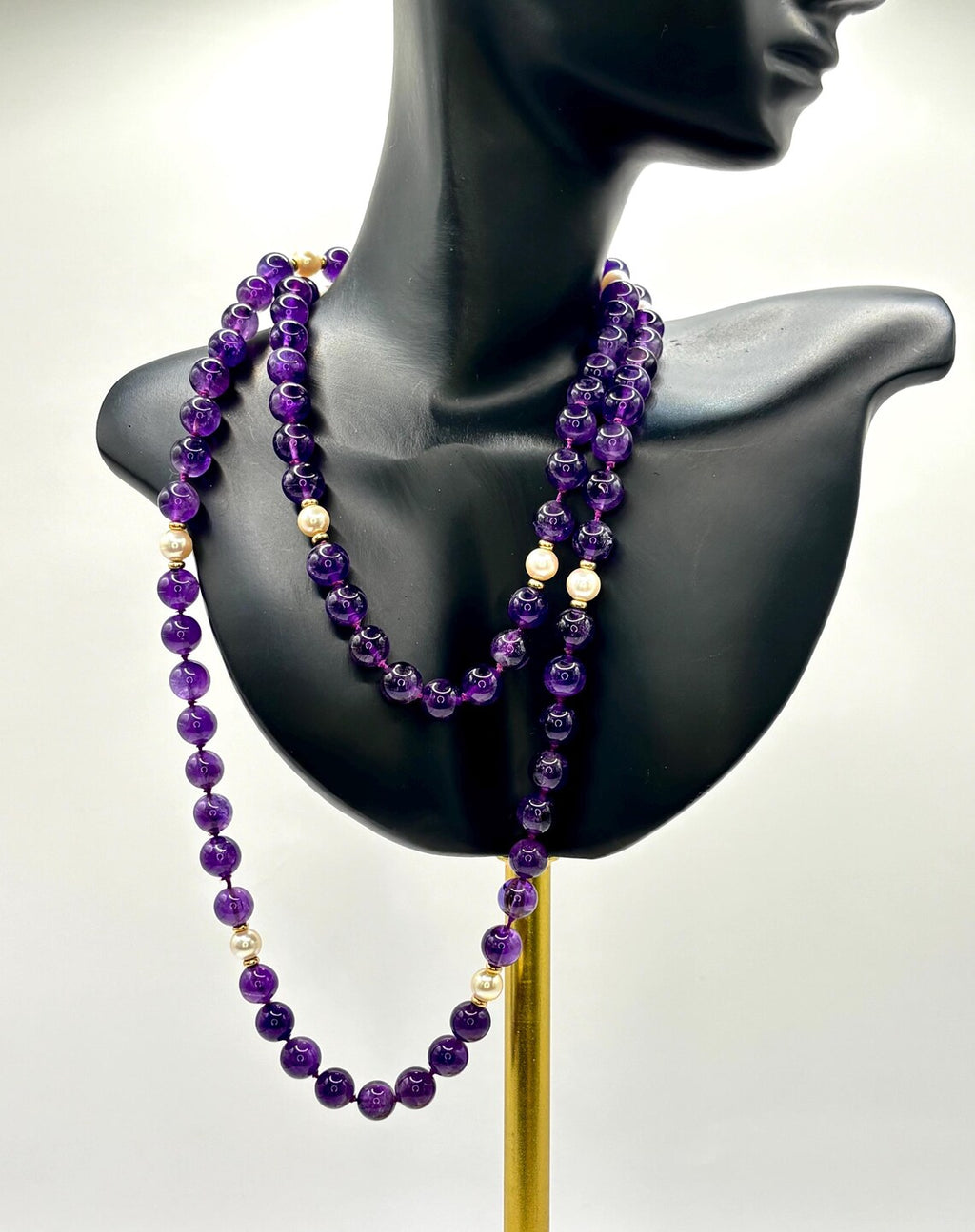 Late 20th Century Amethyst, Pearl and 9ct Gold Necklace