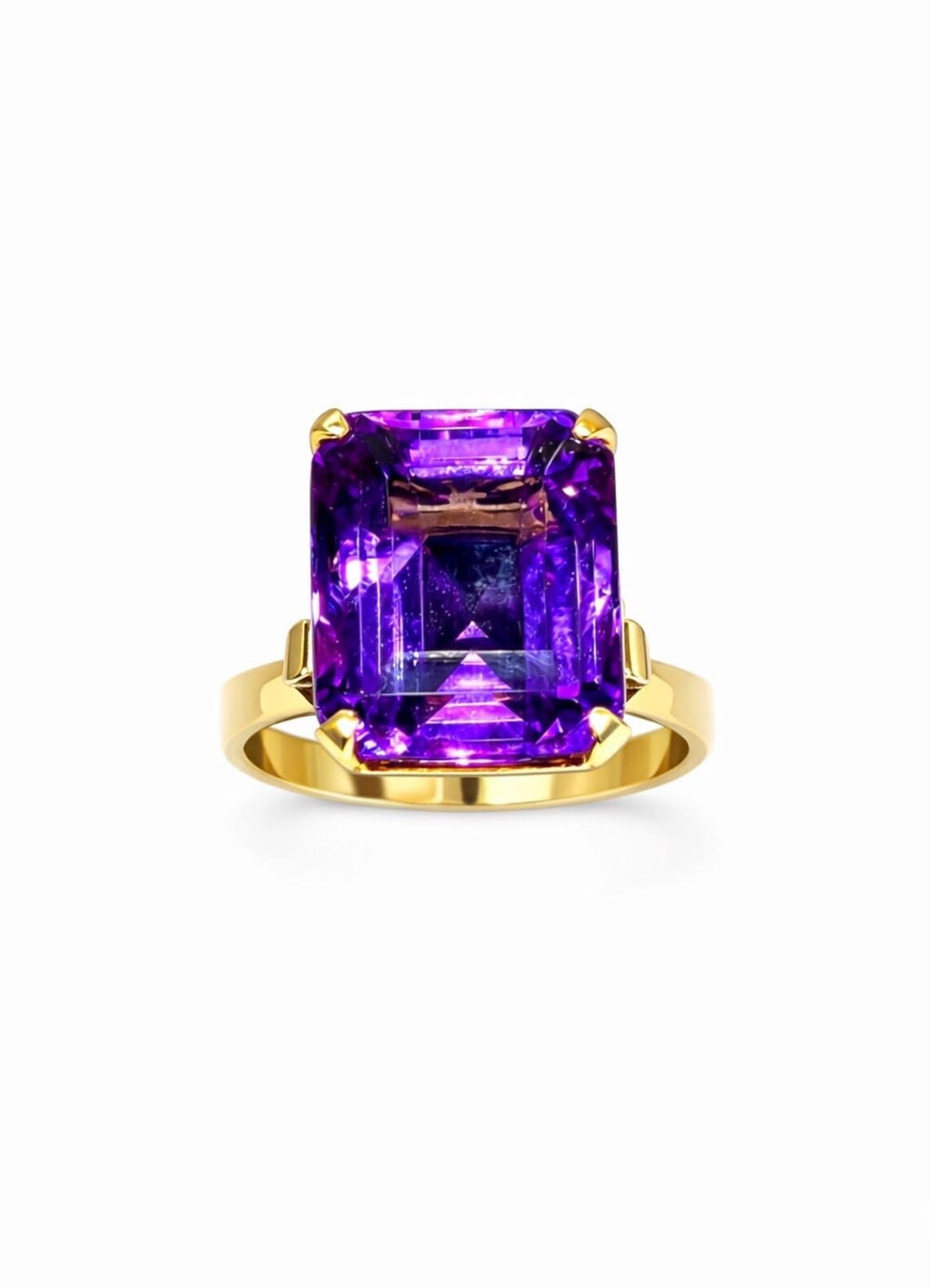 AMETHYST SOLITAIRE RING 21K Gold, 12 Carat Stone