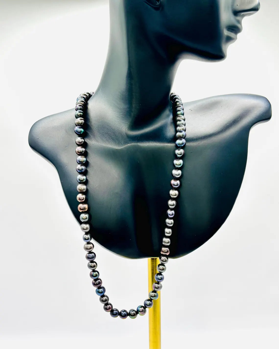 Cultured Tahitian Pearl Necklace 5–6mm with Peacock Overtones, 45cm, Sterling Silver Clasp