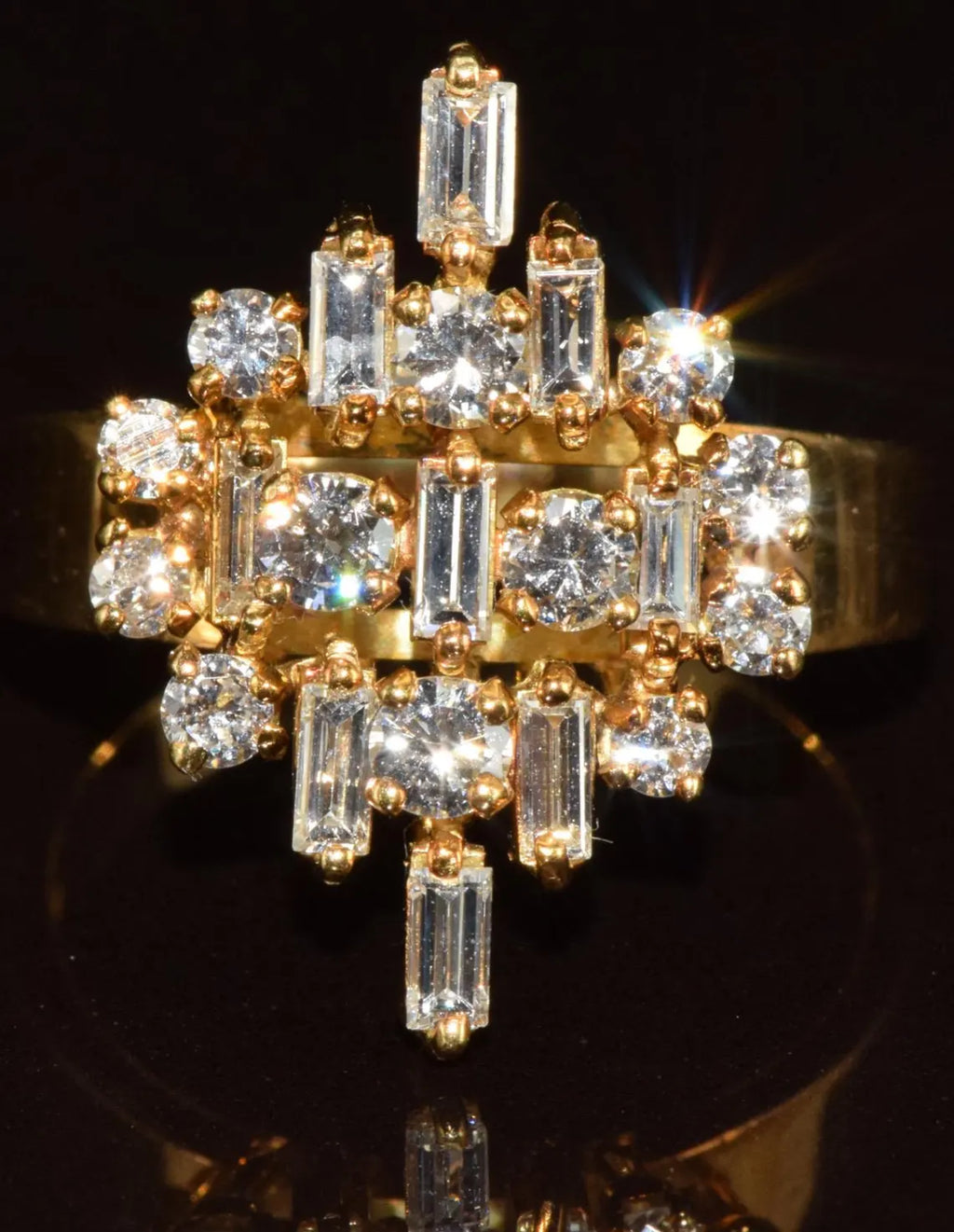 Cluster Dome Ring with Diamonds on 18K Gold